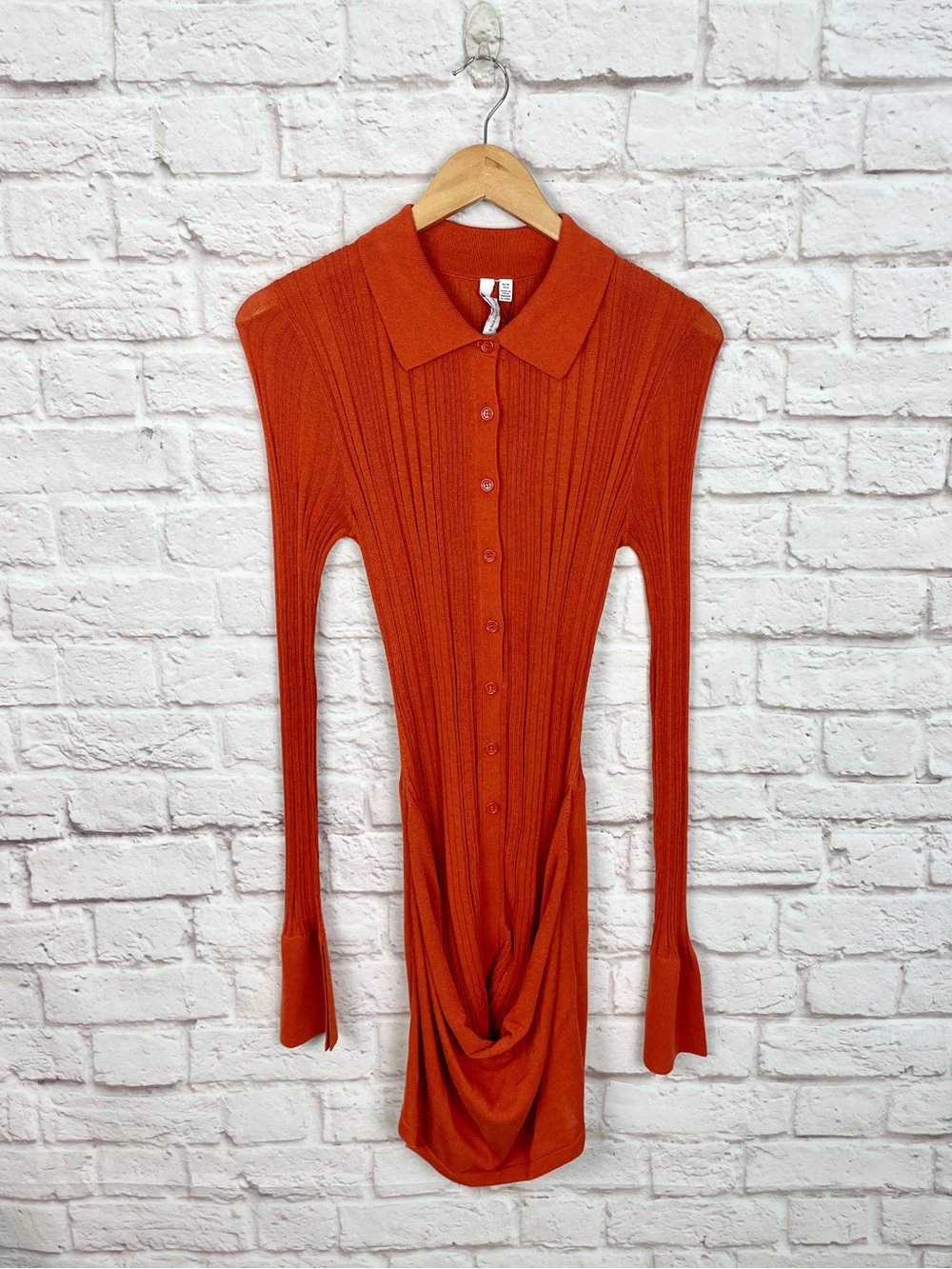 Significant Other Yasmine Persimmon Orange Ribbed Knit Mini Dress Size 6